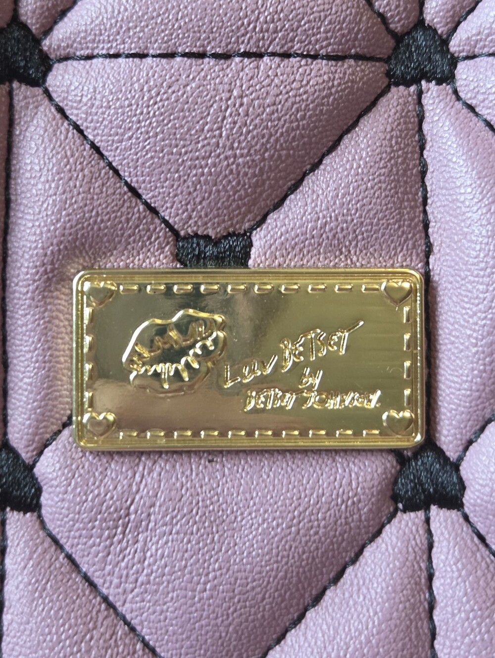 Luv Betsey by Betsey Johnson Black and Purple Quilted Tote Bag Purse - Picture 5 of 14